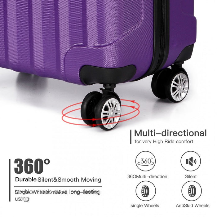 Vertical Stripe Hard Shell Suitcase 20 Inch Luggage - Purple