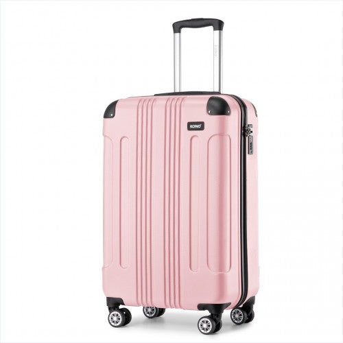 K1777-1L - Kono 19 Inch ABS Lightweight Compact Hard Shell Cabin Suitcase Travel Carry-On Luggage - Pink
