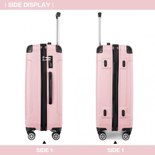 K1777-1L - Kono 24 Inch ABS Lightweight Compact Hard Shell Travel Luggage For Extended Journeys - Pink