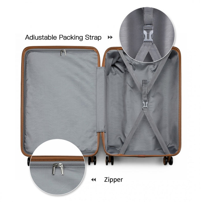 Abs 4 Wheel Suitcase Set With Vanity Case - Cream