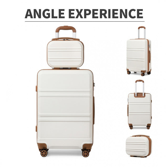 Abs 4 Wheel Suitcase Set With Vanity Case - Cream
