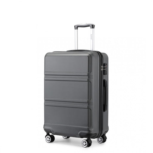 Abs Sculpted Horizontal Design 24 Inch Suitcase  Grey - Image 1
