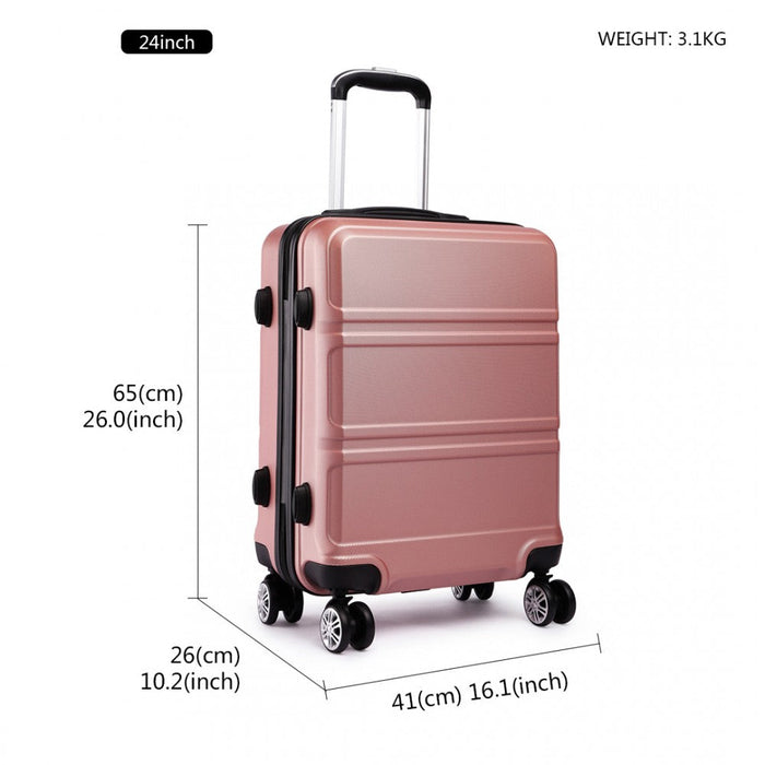 K1871-1l - Kono Abs Sculpted Horizontal Design 3 Piece Suitcase Set - Nude