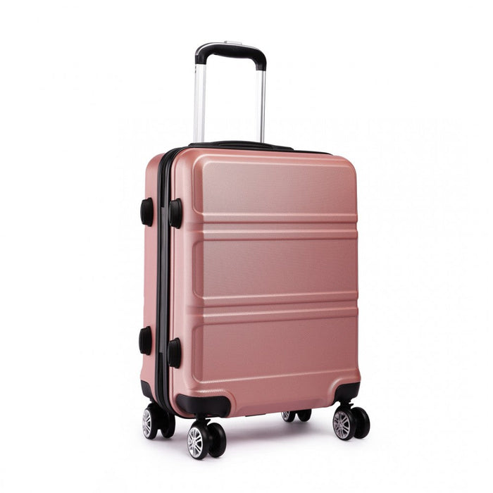 K1871-1l - Kono Abs Sculpted Horizontal Design 3 Piece Suitcase Set - Nude