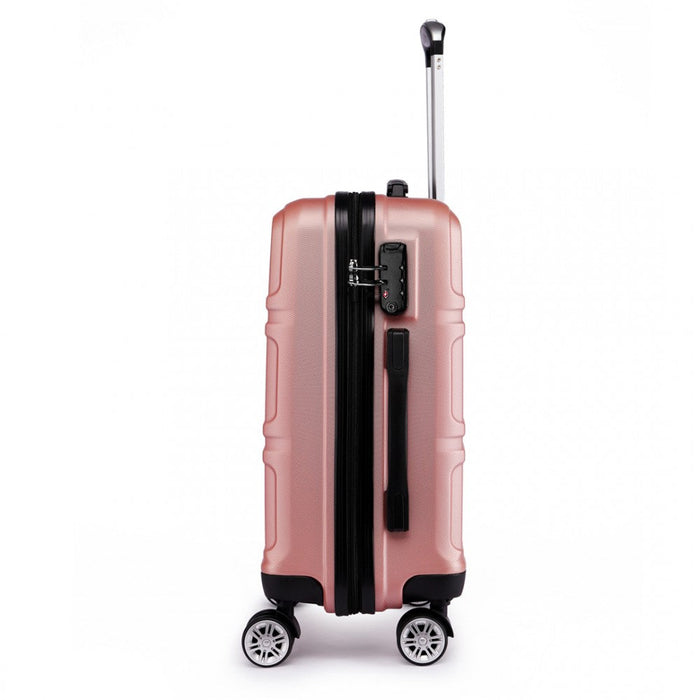 K1871-1l - Kono Abs Sculpted Horizontal Design 3 Piece Suitcase Set - Nude