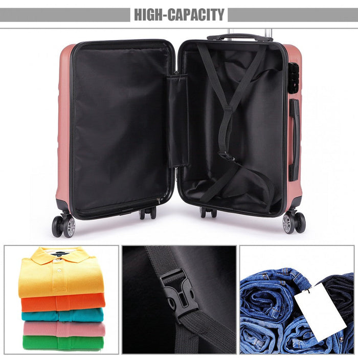 K1871-1l - Kono Abs Sculpted Horizontal Design 3 Piece Suitcase Set - Nude