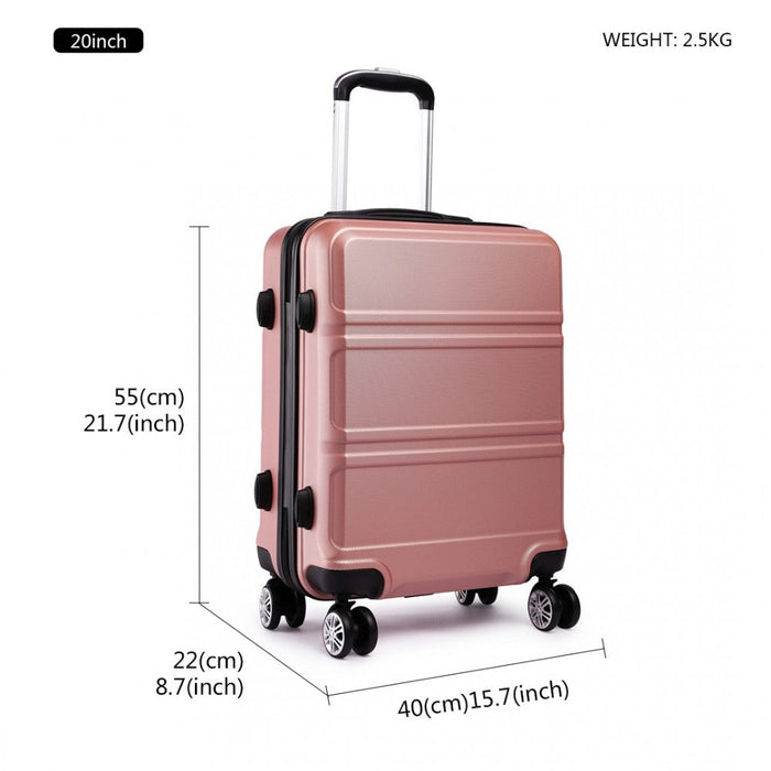 K1871-1l - Kono Abs Sculpted Horizontal Design 3 Piece Suitcase Set - Nude