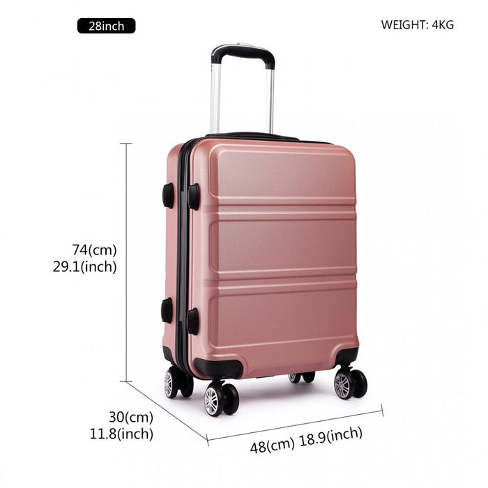 K1871-1l - Kono Abs Sculpted Horizontal Design 3 Piece Suitcase Set - Nude