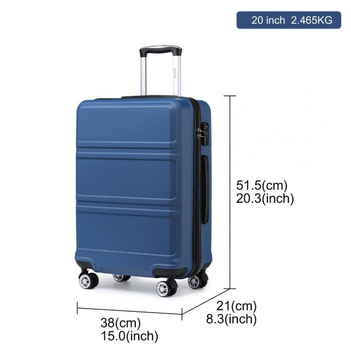 Abs Sculpted Horizontal Design 20 Inch Cabin Luggage - Navy Blue - Image 4