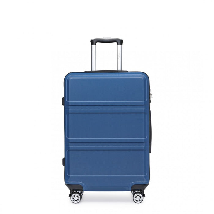 Abs Sculpted Horizontal Design 20 Inch Cabin Luggage - Navy Blue - Image 2