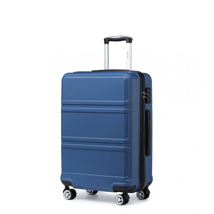 Abs Sculpted Horizontal Design 20 Inch Cabin Luggage - Navy Blue - Image 1