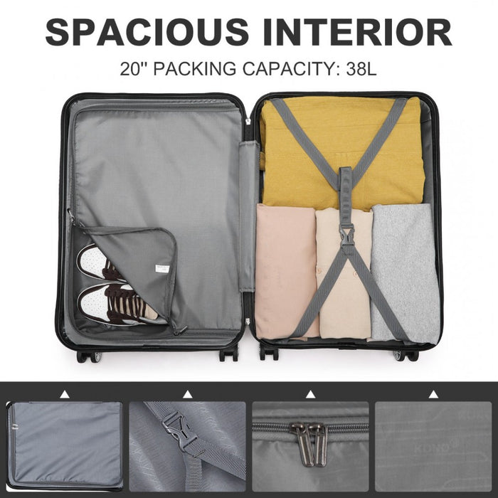 Abs Sculpted Horizontal Design 20 Inch Cabin Luggage - Navy Blue - Image 10