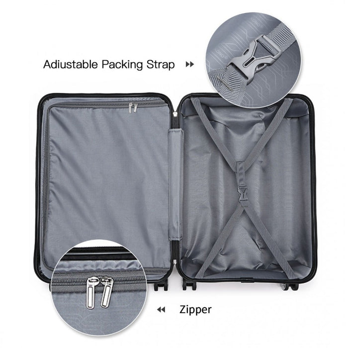 Abs Sculpted Horizontal Design 20 Inch Cabin Luggage - Navy Blue - Image 9