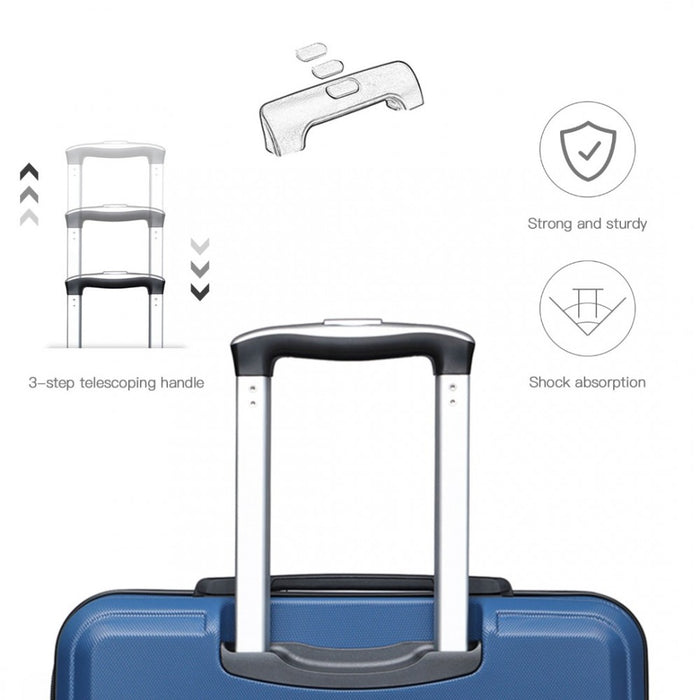 Abs Sculpted Horizontal Design 20 Inch Cabin Luggage - Navy Blue - Image 6