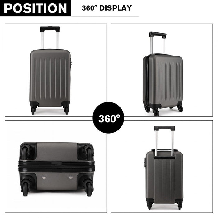 K1872l -  19 Inch Abs Hard Shell Carry On Luggage 4 Wheel Spinner Suitcase - Grey