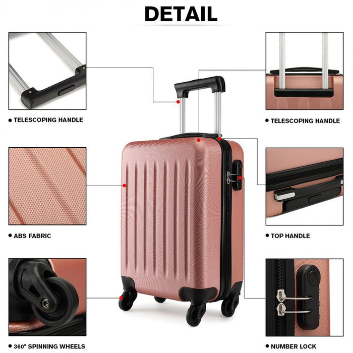 K1872l -  19 Inch Abs Hard Shell Carry On Luggage 4 Wheel Spinner Suitcase - Nude