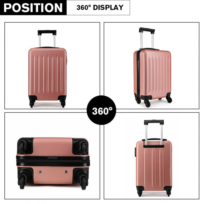 K1872l -  19 Inch Abs Hard Shell Carry On Luggage 4 Wheel Spinner Suitcase - Nude