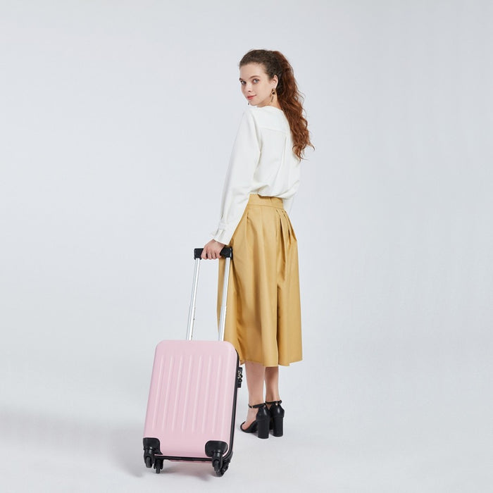 K1872L - Kono 19 Inch ABS Hard Shell Carry On Luggage 4 Wheel Spinner Suitcase - Nude