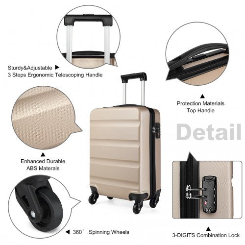 K1991-1l -  19 Inch Horizontal Design Abs Hard Shell Suitcase With Tsa Lock - Gold