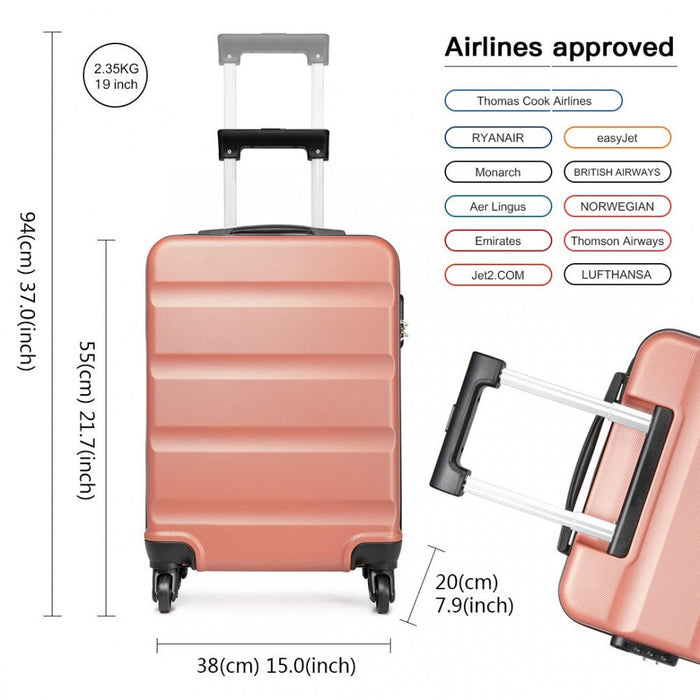 K1991-1l -  19 Inch Horizontal Design Abs Hard Shell Suitcase With Tsa Lock - Nude