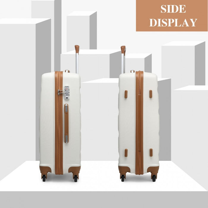 28 Inch Horizontal Design Abs Hard Shell Suitcase With Tsa Lock - Cream