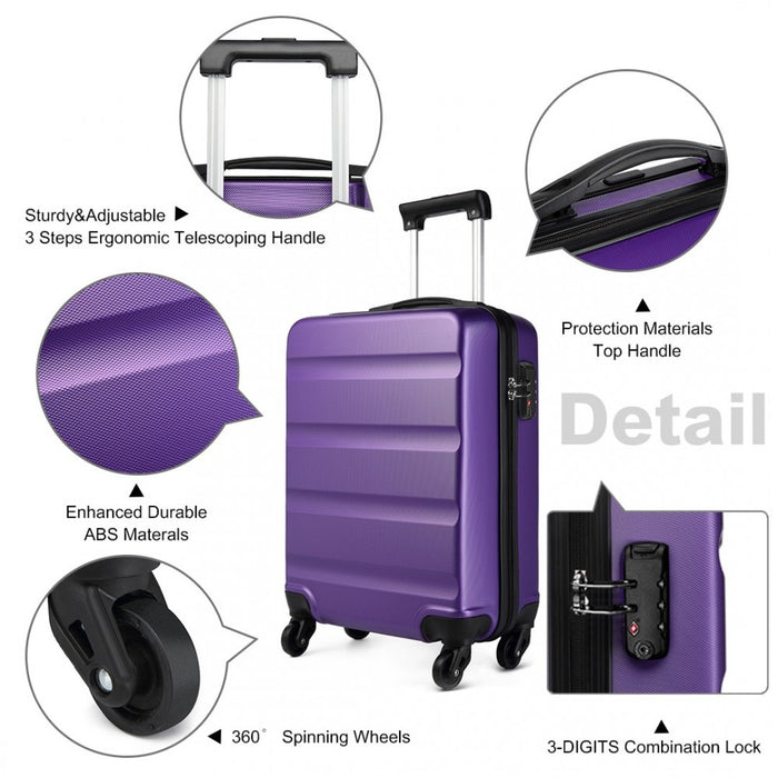 K1991-1L - Kono 19 Inch Horizontal Design ABS Hard Shell Suitcase With TSA Lock - Purple
