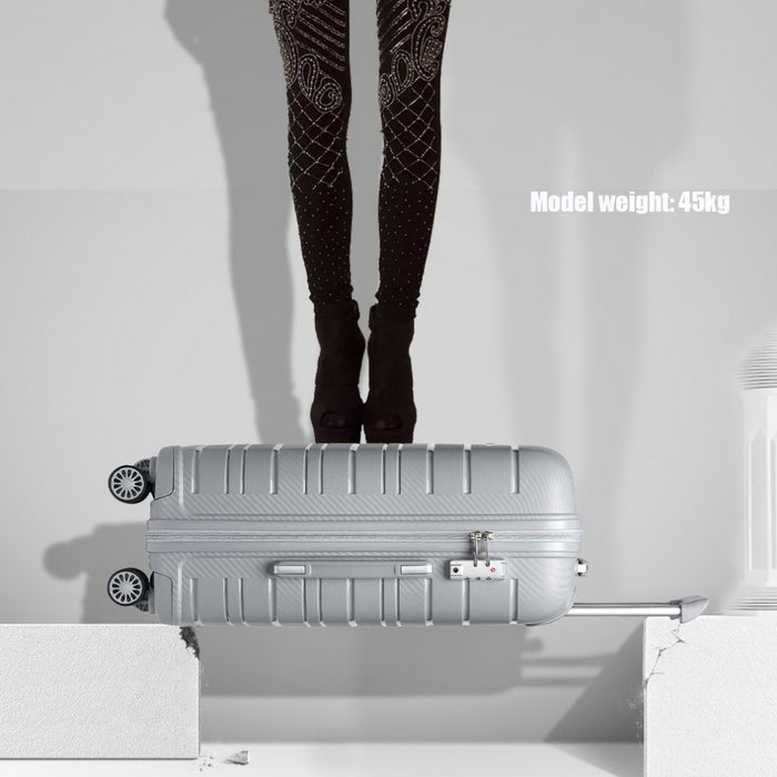 24 Inch Multi Texture Hard Shell Pp Suitcase  Classic Collection  Grey - Image 13