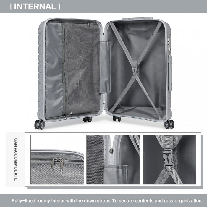 24 Inch Multi Texture Hard Shell Pp Suitcase  Classic Collection  Grey - Image 10