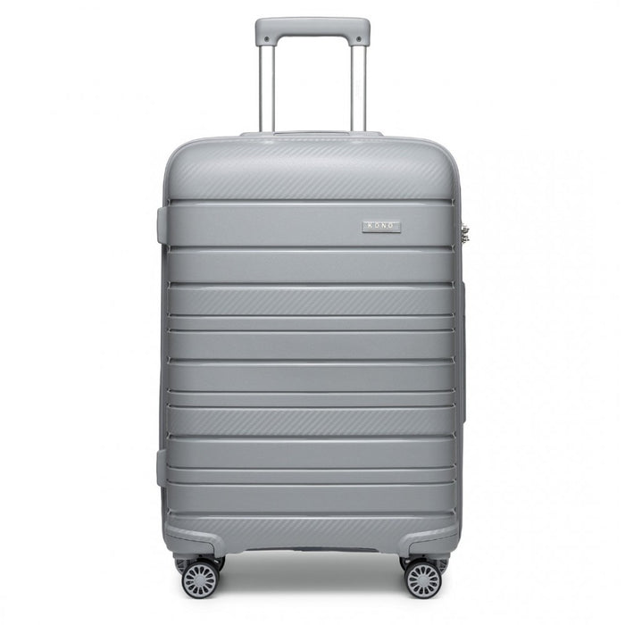 24 Inch Multi Texture Hard Shell Pp Suitcase  Classic Collection  Grey - Image 2
