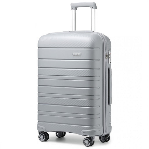 24 Inch Multi Texture Hard Shell Pp Suitcase  Classic Collection  Grey - Image 1