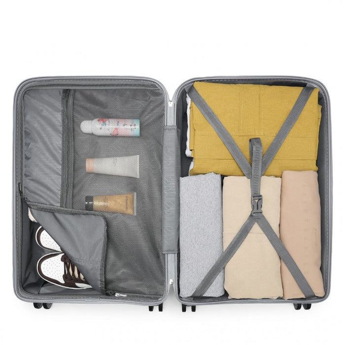 24 Inch Multi Texture Hard Shell Pp Suitcase  Classic Collection  Grey - Image 11