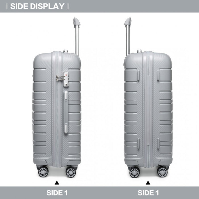 24 Inch Multi Texture Hard Shell Pp Suitcase  Classic Collection  Grey - Image 3