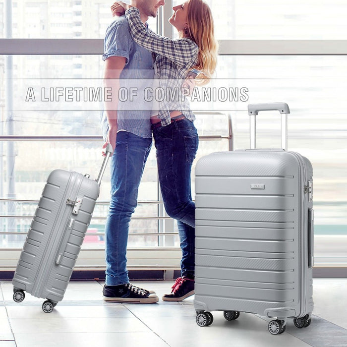 24 Inch Multi Texture Hard Shell Pp Suitcase  Classic Collection  Grey - Image 12