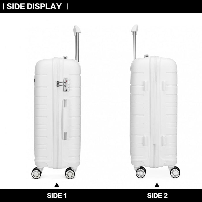 K2091l - Kono Multi Texture Hard Shell Pp Suitcase 3 Pieces Set - Classic Collection - White