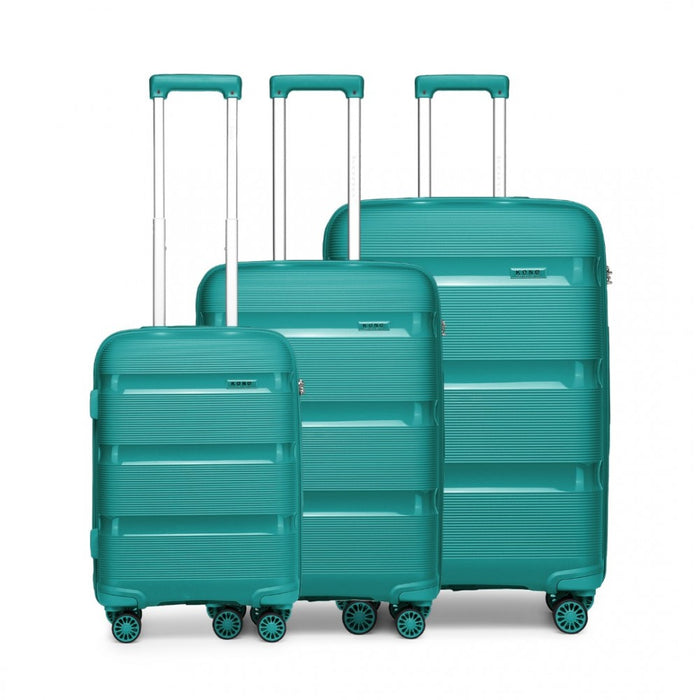 K2092 - Kono Bright Hard Shell Pp Suitcase 3 Pieces Set - Classic Collection - Black - Image 2