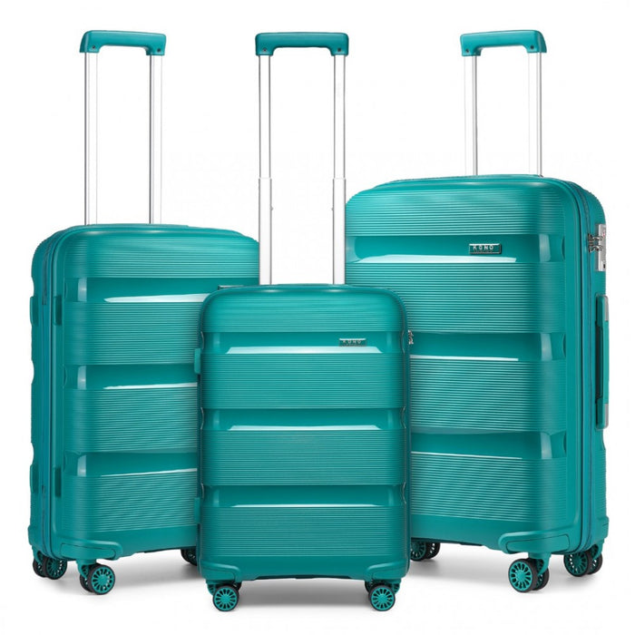 K2092 - Kono Bright Hard Shell Pp Suitcase 3 Pieces Set - Classic Collection - Black - Image 1