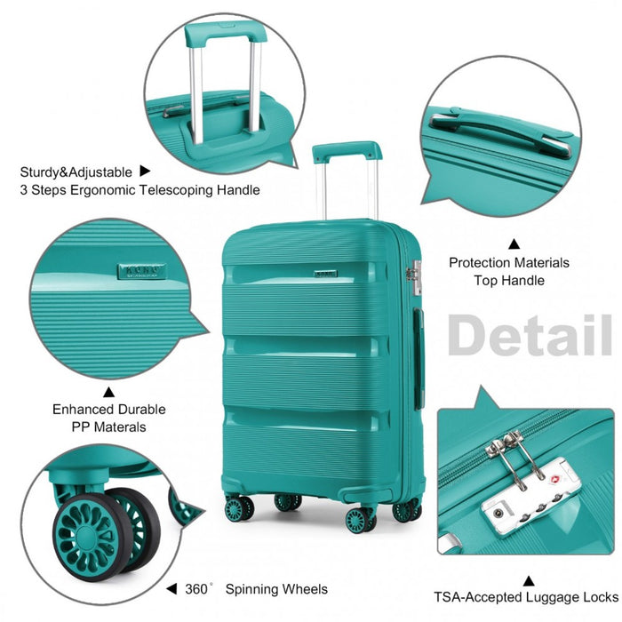 20 Inch Cabin Size Bright Hard Shell Pp Suitcase - Classic Collection - Blue/green - Image 6