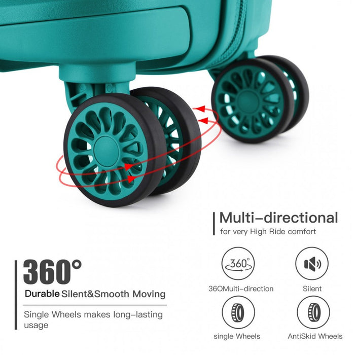 20 Inch Cabin Size Bright Hard Shell Pp Suitcase - Classic Collection - Blue/green - Image 8
