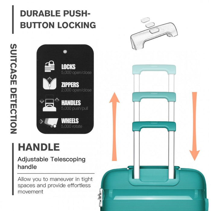 20 Inch Cabin Size Bright Hard Shell Pp Suitcase - Classic Collection - Blue/green - Image 7
