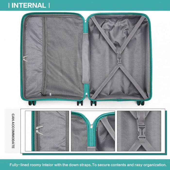 20 Inch Cabin Size Bright Hard Shell Pp Suitcase - Classic Collection - Blue/green - Image 9