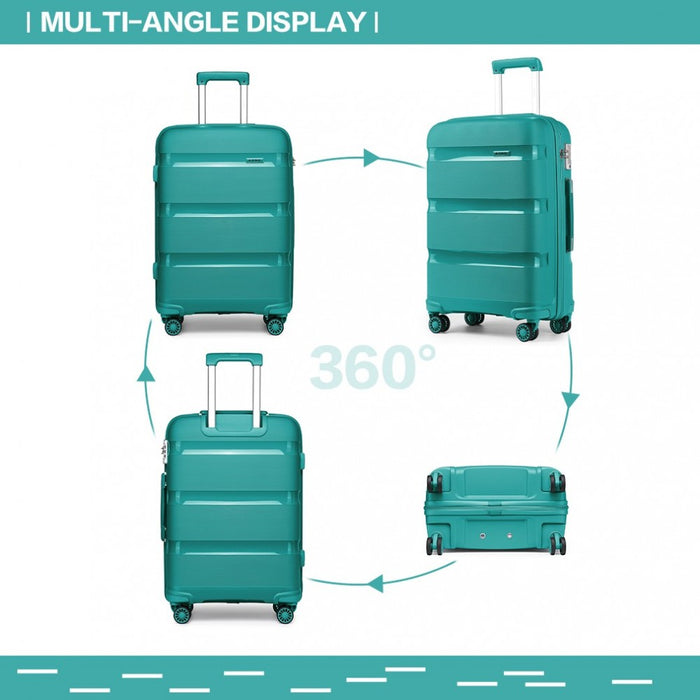 20 Inch Cabin Size Bright Hard Shell Pp Suitcase - Classic Collection - Blue/green - Image 4