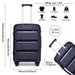 K2092 - Kono Bright Hard Shell Pp Suitcase 3 Pieces Set - Classic Collection - Black - Image 5