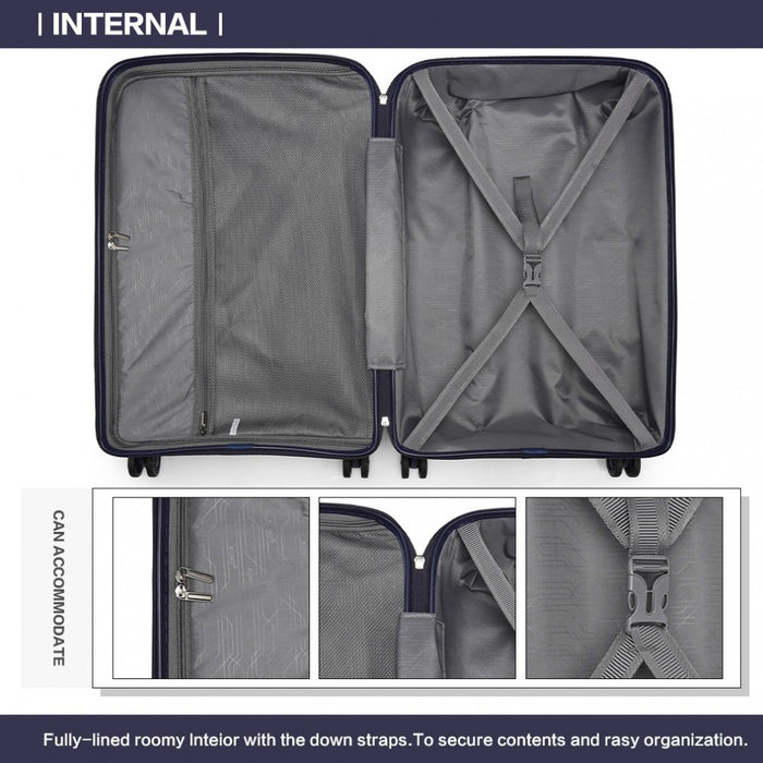 K2092 - Kono Bright Hard Shell Pp Suitcase 3 Pieces Set - Classic Collection - Black - Image 9