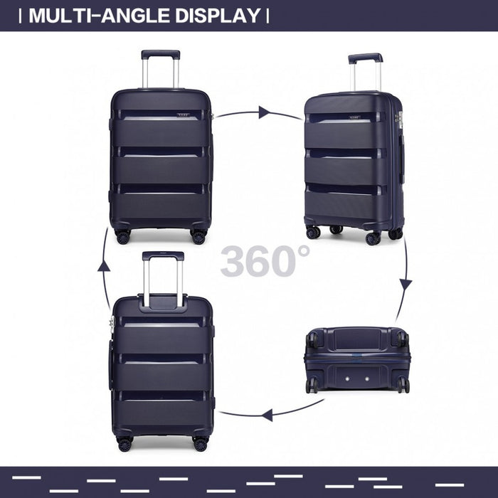 K2092 - Kono Bright Hard Shell Pp Suitcase 3 Pieces Set - Classic Collection - Black - Image 4