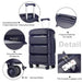 K2092 - Kono Bright Hard Shell Pp Suitcase 3 Pieces Set - Classic Collection - Black - Image 6
