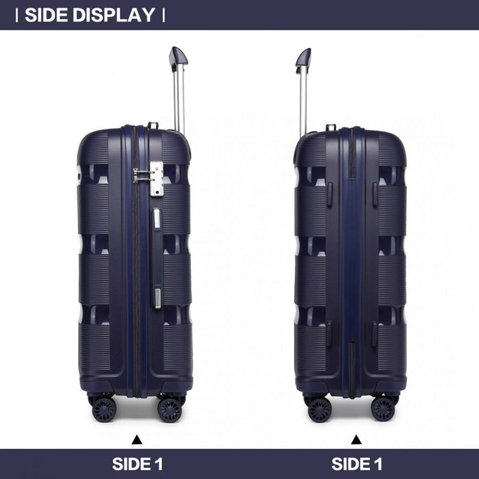 K2092 - Kono Bright Hard Shell Pp Suitcase 3 Pieces Set - Classic Collection - Black - Image 3