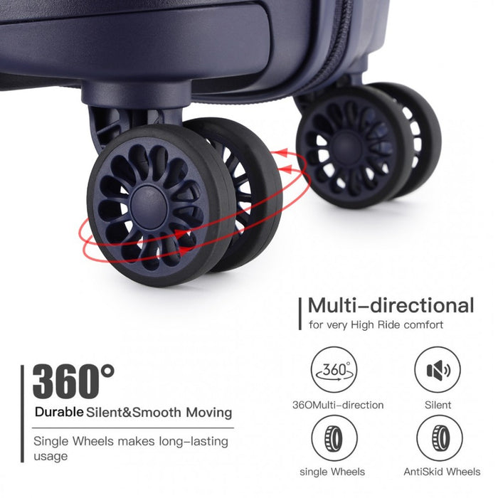 K2092 - Kono Bright Hard Shell Pp Suitcase 3 Pieces Set - Classic Collection - Black - Image 7