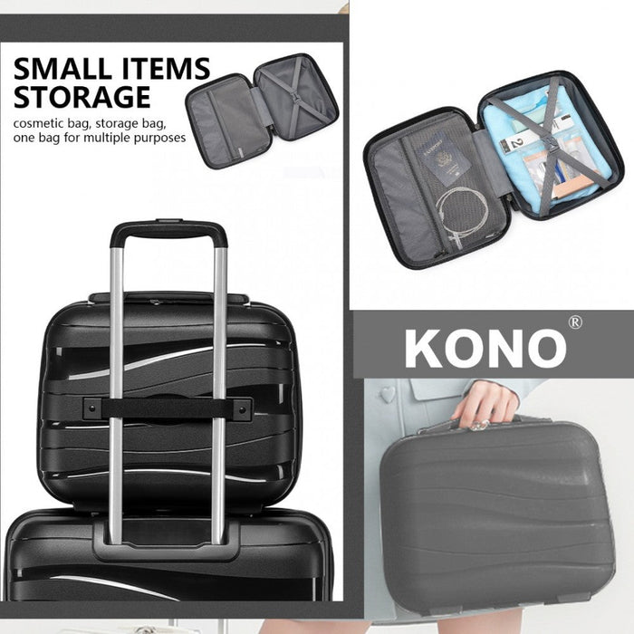 K2094l - Kono 14 Inch Lightweight Polypropylene Hard Shell Vanity Case - Black