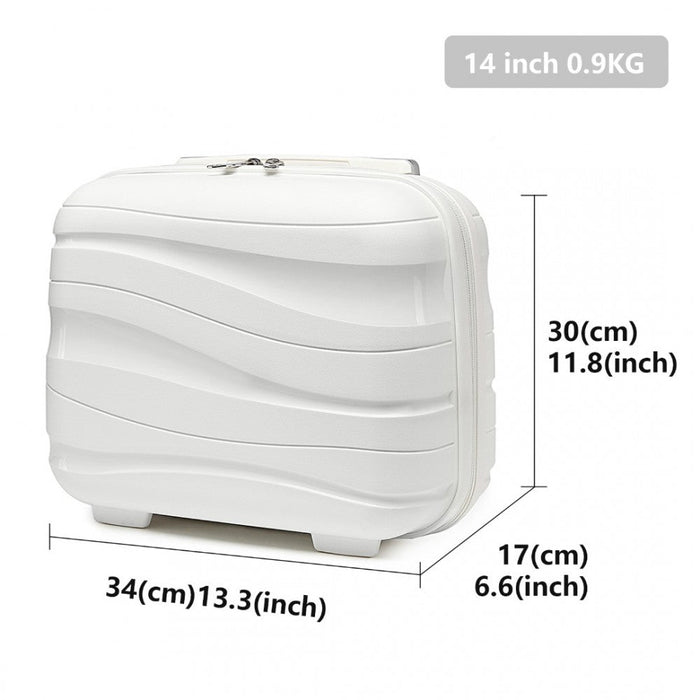 K2094l - Kono 14 Inch Lightweight Polypropylene Hard Shell Vanity Case - Cream White