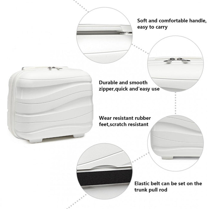 K2094l - Kono 14 Inch Lightweight Polypropylene Hard Shell Vanity Case - Cream White